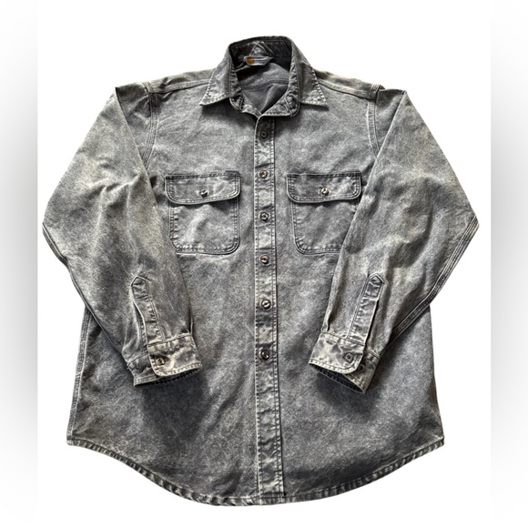 Carhartt Other - Vintage Men's Carhartt Rugged Outdoor Wear Gray Denim Acid Wash Shirt Large